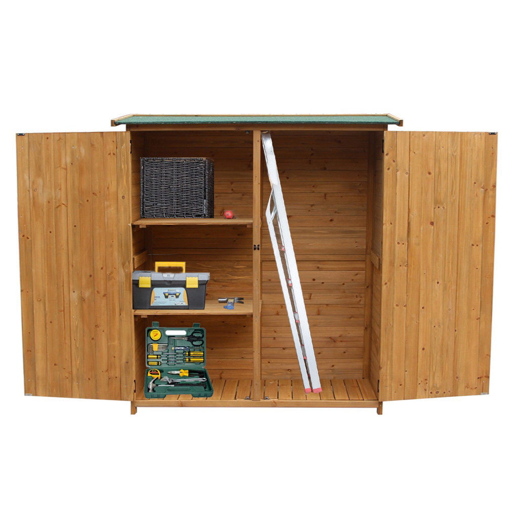 SalonMore 64" Wooden Storage Shed Garden Outdoor Fir Wood Lockers Double Doors