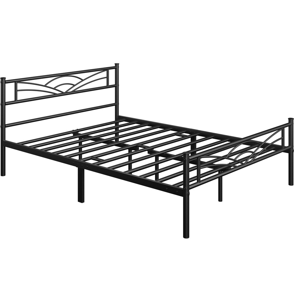 Yaheetech Metal Platform Bed Frame with Underbed Storage Bed Frame with Cloud inspired Design Headboard