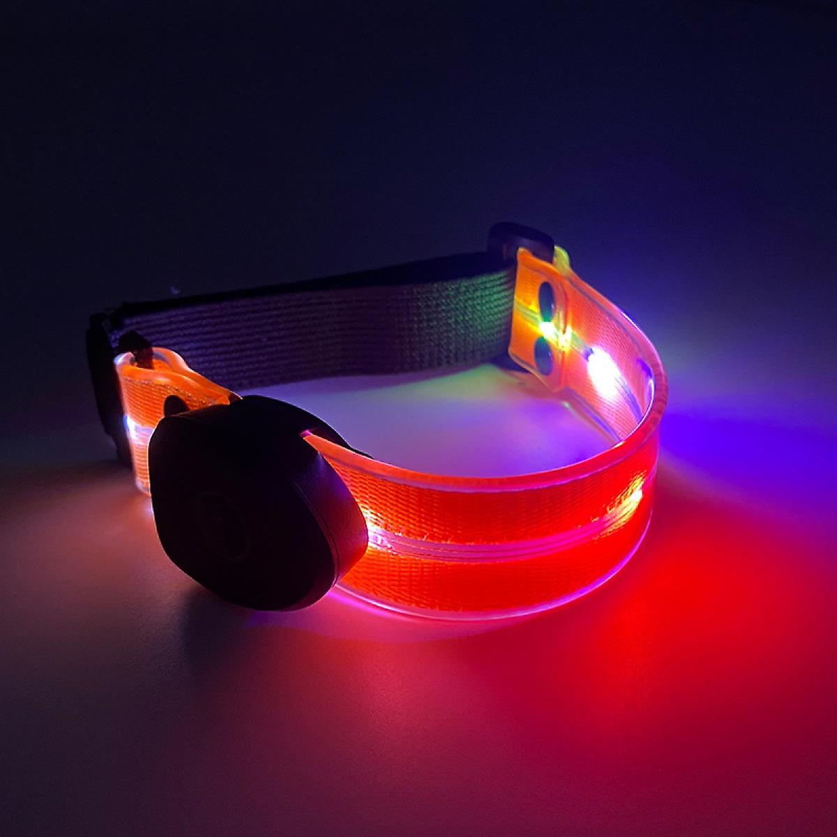 Running Light For Runners Rechargeable Led Armband Reflective Running Gear， Led Light Up Band For Joggers Bikers Walkers(orange)