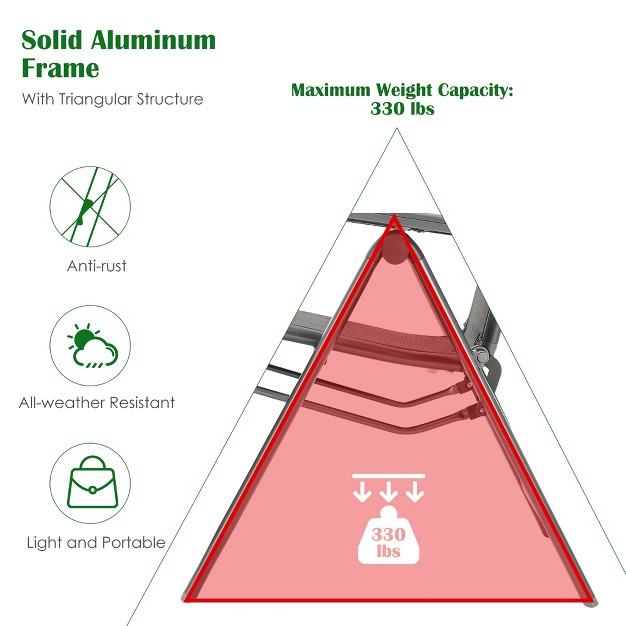 Costway Outdoor Foldable Reclining Chair Aluminum Frame 7 position Adjustable