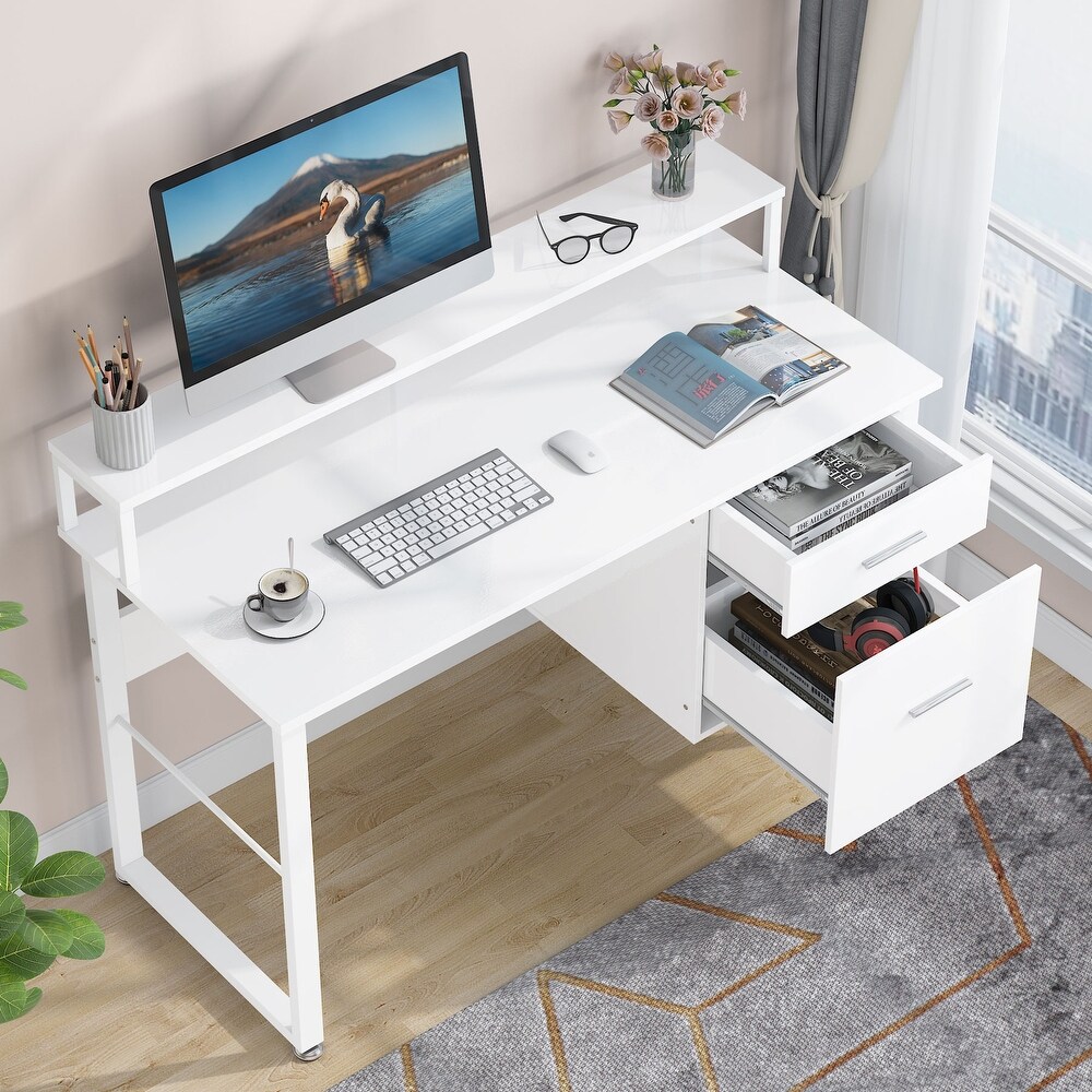 47 Inches Large Desktop Writing Desk with 2 Drawers