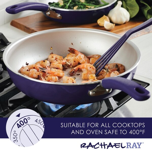 13 Pc Create Delicious Aluminum Nonstick Cookware Set， Purple Shimmer