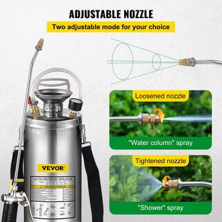 VEVOR 3 Gal. Stainless Steel Sprayer Adjustable Nozzle Hand Pump Sprayer Set with 20 in. Wand Handle and 3ft. Reinforced Hose PWQBXG10L00000001V0