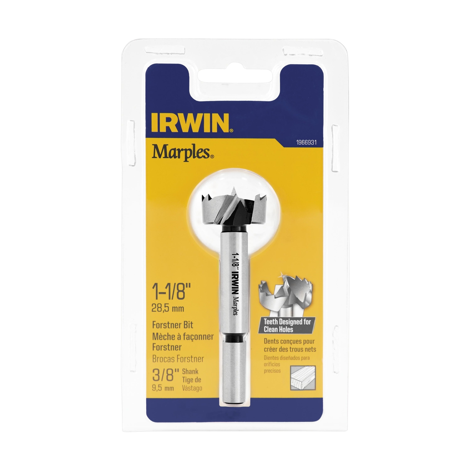 Irwin Marples 1-1/8 in. X 4 in. L Carbon Steel Forstner Drill Bit 1 pc