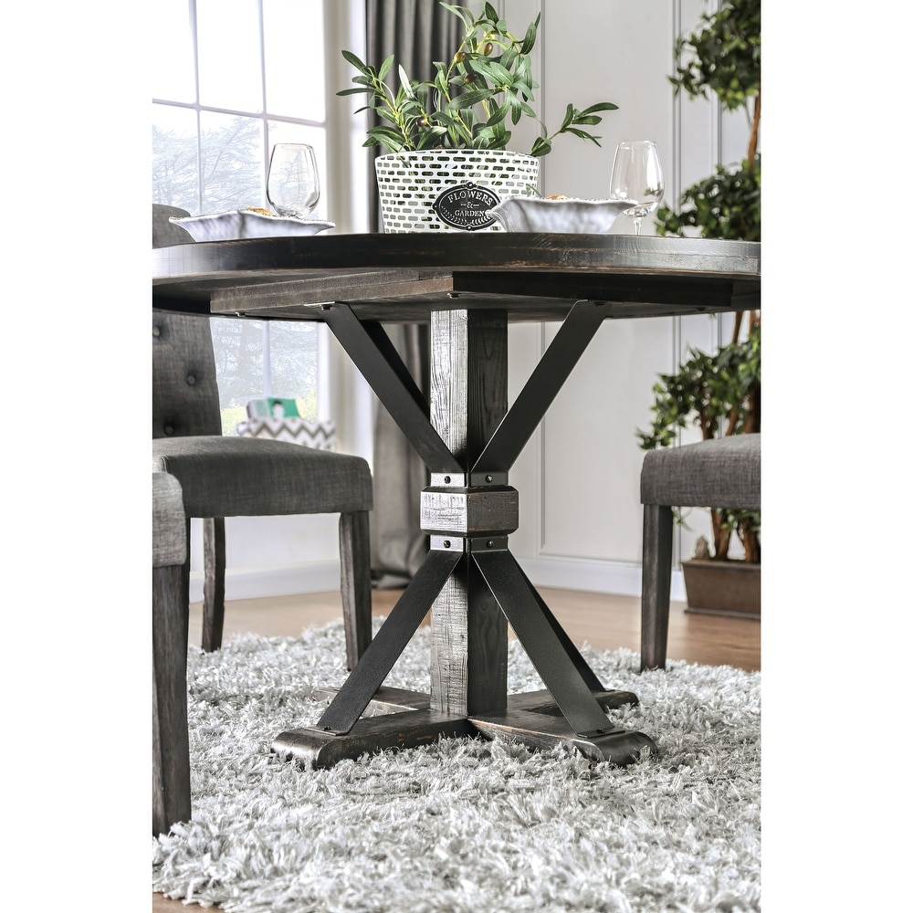 Furniture of America Lakeside Rustic Black 48 inch Wood Dining Table