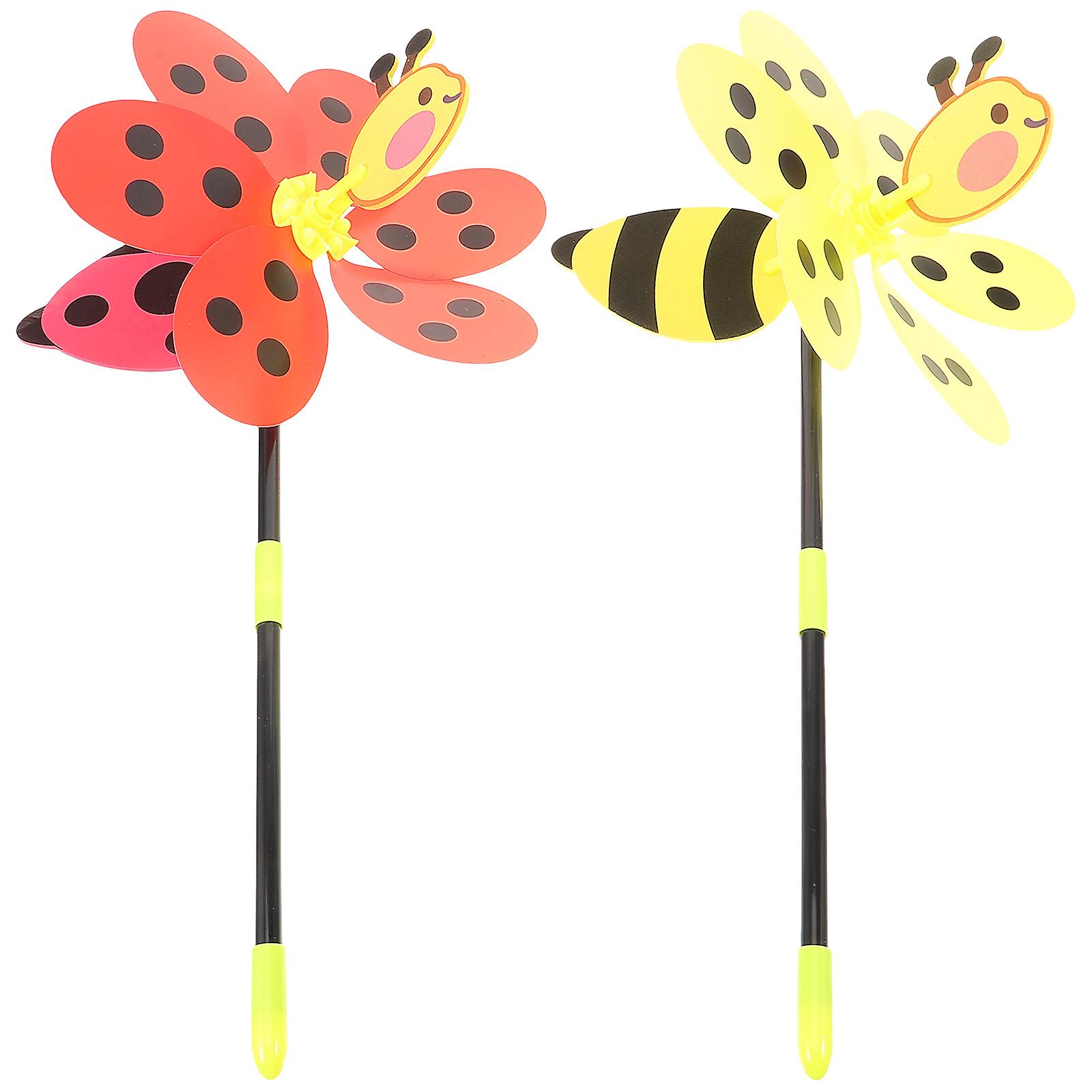 2pcs Cartoon Windmill Kids Windmill Plaything Decorative Pinwheel Landscape Decor