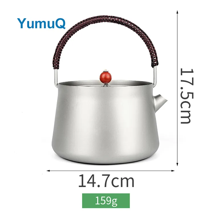 YumuQ 14.7cm x17.5cm 0.8L Mini Collapsible Outdoor Small Camping Titanium Water Kettle Travel Teapot For Hiking