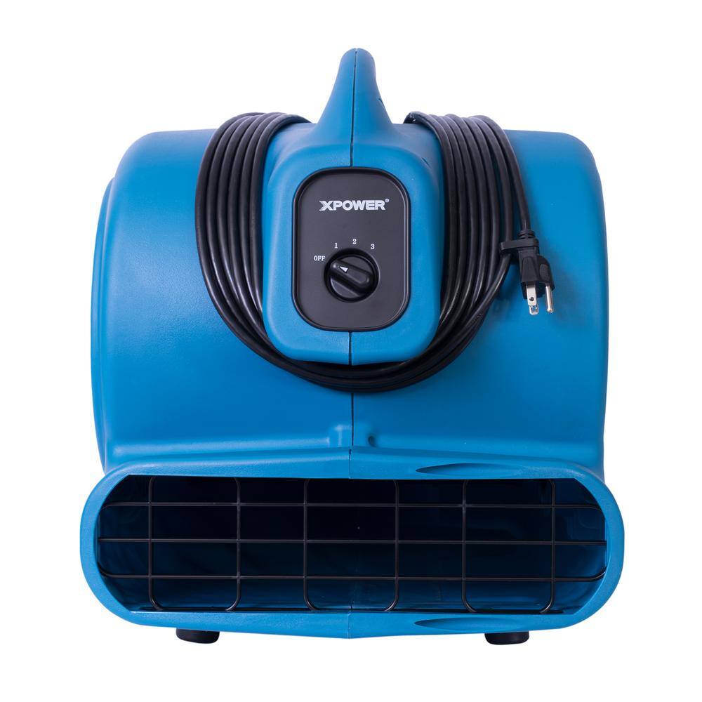 XPOWER 1 HP 3600 CFM 3-Speed Air Mover Carpet Dryer Floor Fan Blower P-830-Blue