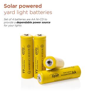 Alpine Corporation AA Ni-CD Replacement Rechargeable Batteries for Solar Powered Garden Lights (Set of 4) SLA300