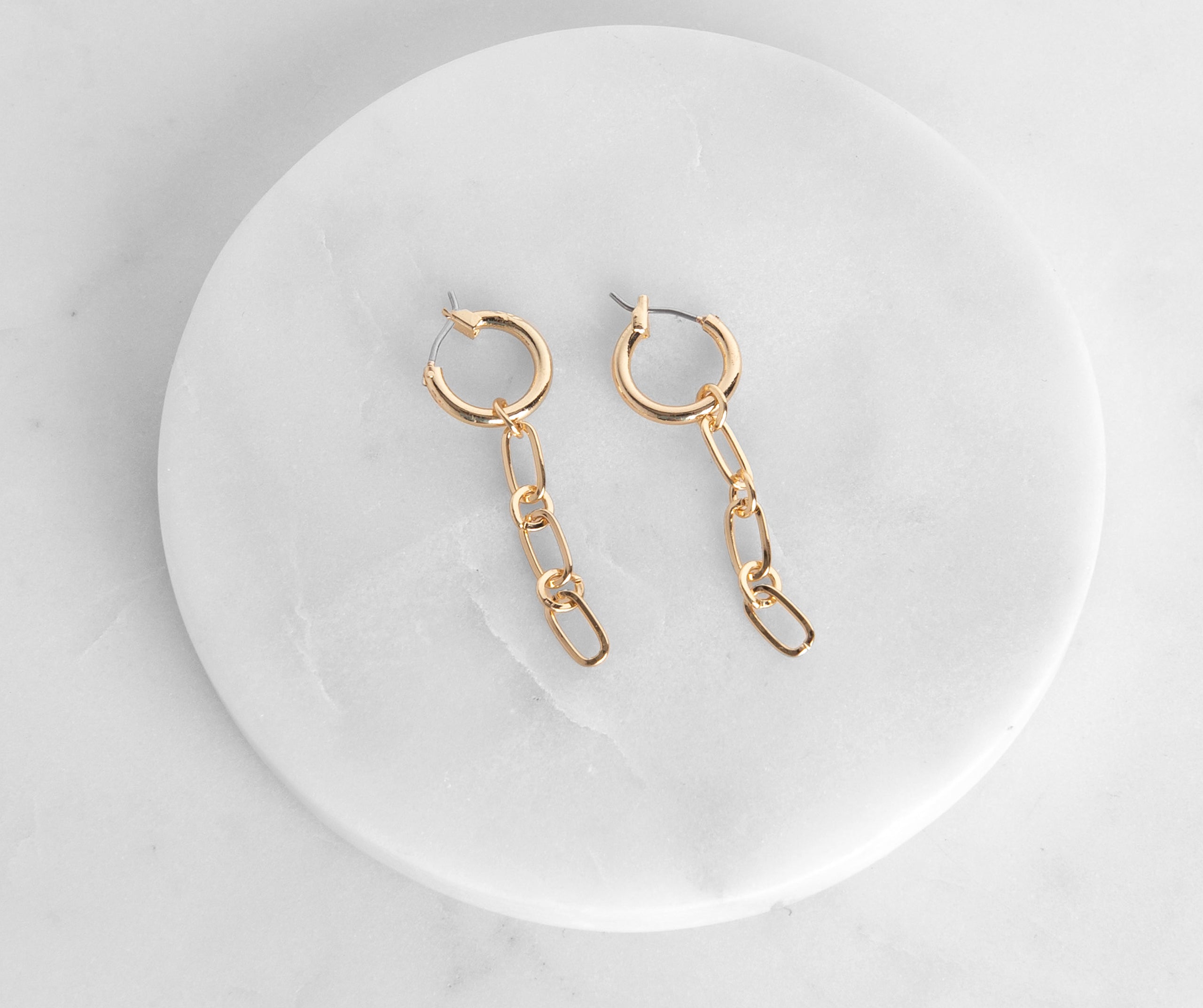 Mini Chain Drop Hoop Earrings