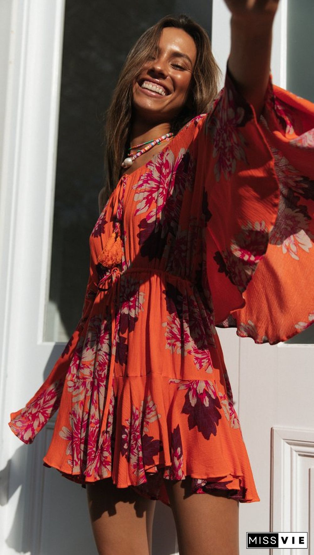 Carrot Floral Off Shoulder Withdraw Rompers