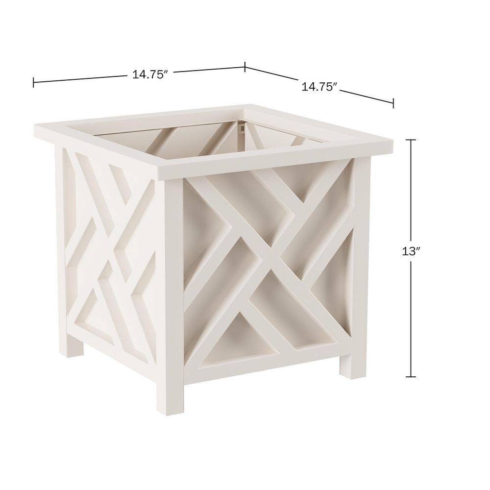 Pure Garden 14.75 in. x 14.75 in. Lattice Design White Plastic Planter Box (2-Pack) 50-LG50972