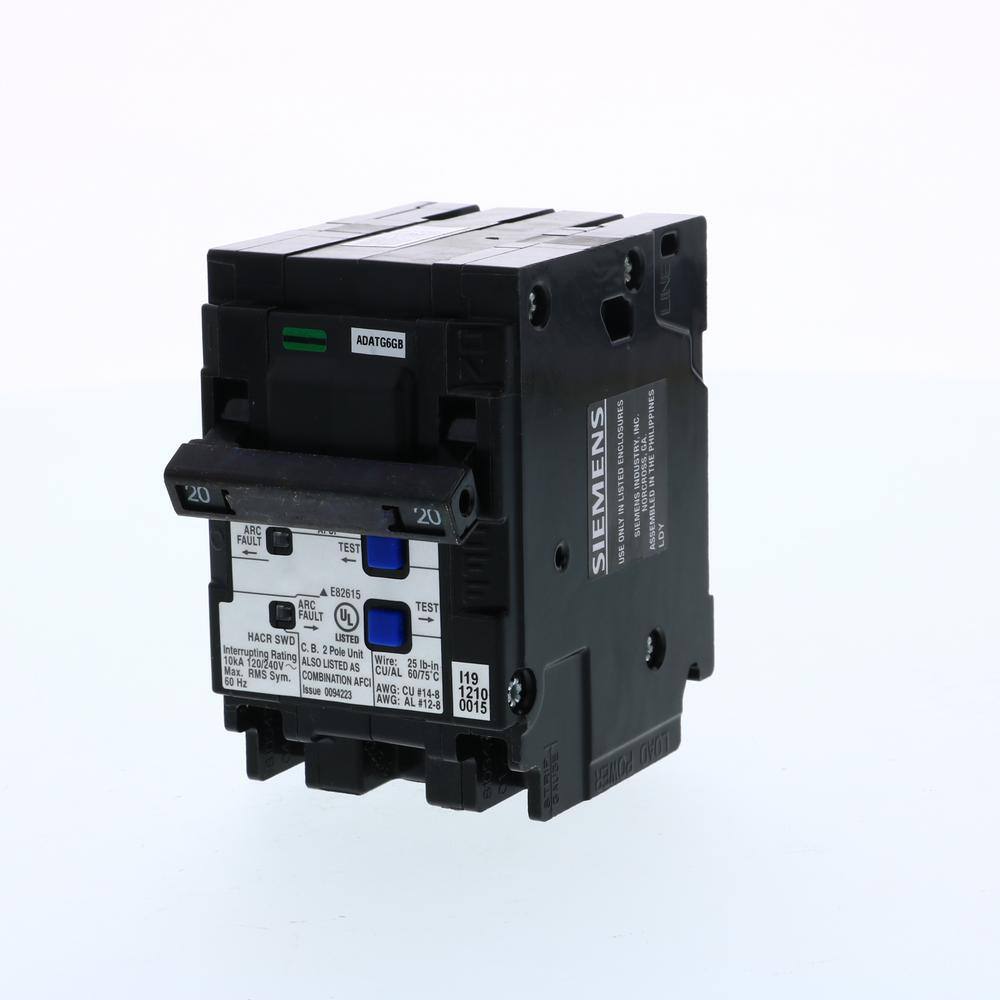 Siemens 20 Amp 2-Pole Combination Type AFCI Plug-On Neutral Circuit breaker Q220AFCNP