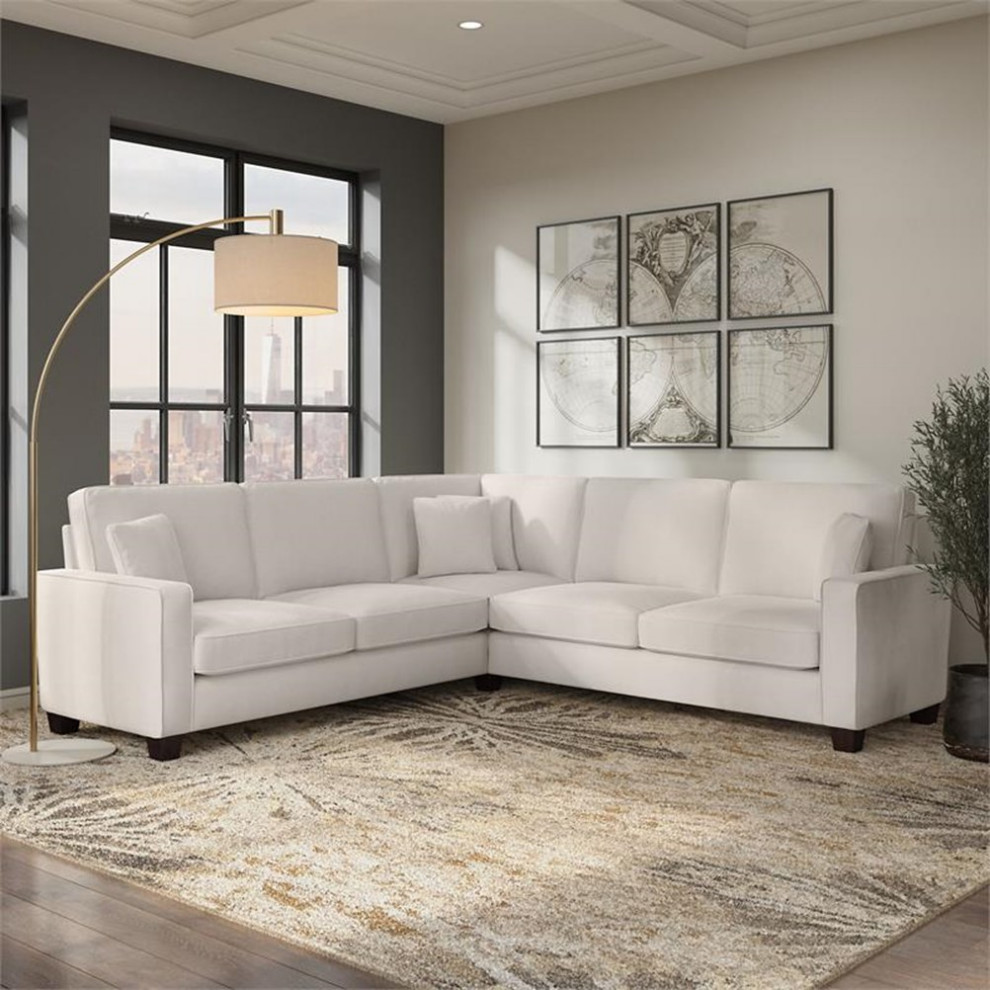 Stockton 99W L Shaped Sectional Couch in Chocolate Brown Microsuede   Sectional Sofas   by Homesquare  Houzz