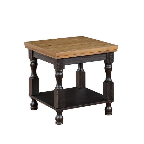 Furniture of America Harrington Antique Black and Oak End Table