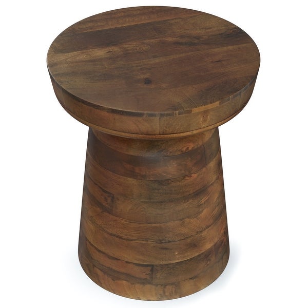 WYNDENHALL Krentz SOLID MANGO WOOD 16 inch Wide Round Contemporary Rustic Accent Table