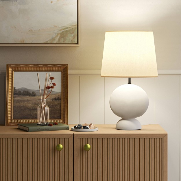 Ceramic Geo Table Lamp With Tapered Shade Off white includes Led Light Bulb