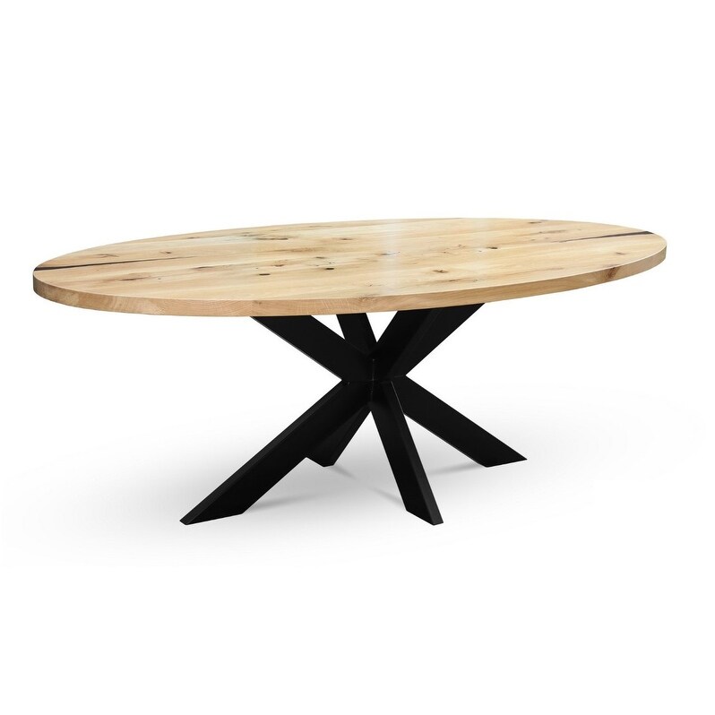 RONDA XM Solid Wood Dining Table   Natural Oak/Industrial Black