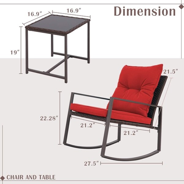 Pheap Outdoor Patio 3piece Black/Brown Wicker Rocking Bistro Set by Havenside Home