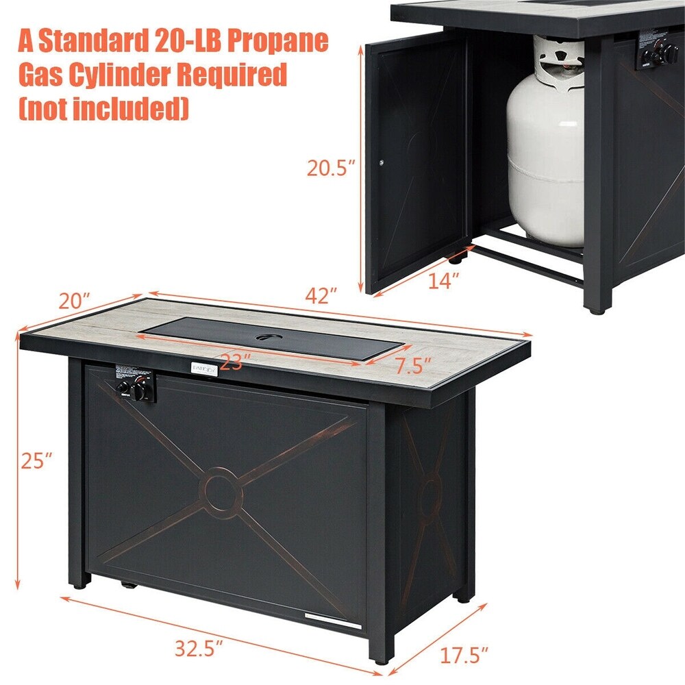 42 Inch 60 000 BTU Rectangular Propane Fire Pit Table