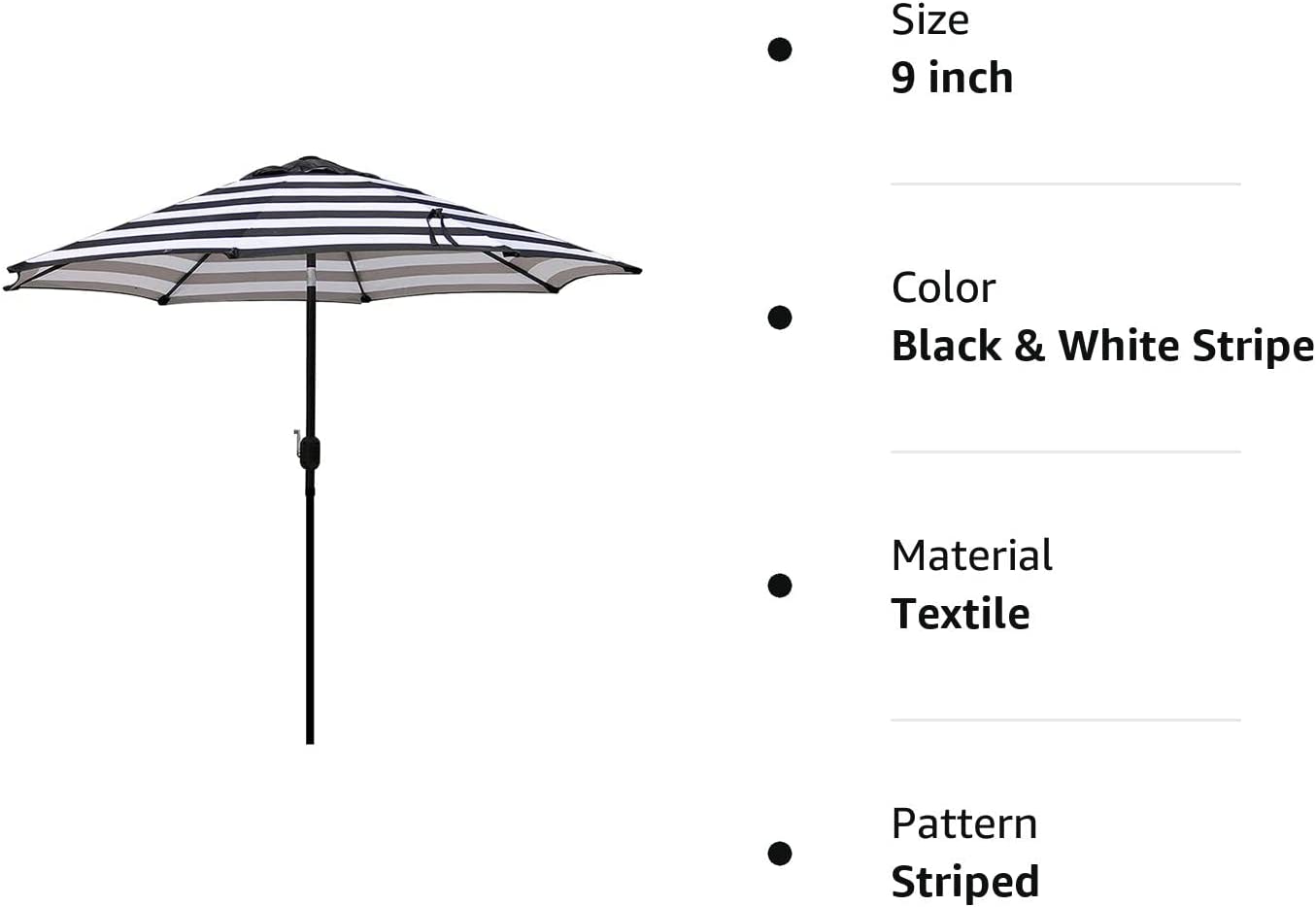 9' Outdoor Market Patio Umbrella with Push Button Tilt and Crank, 8 Ribs (Tan)