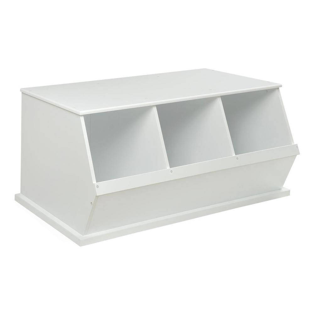 Badger Basket 37 in. W x 17 in. H x 19 in. D White Stackable 3-Storage Cubbies 09778