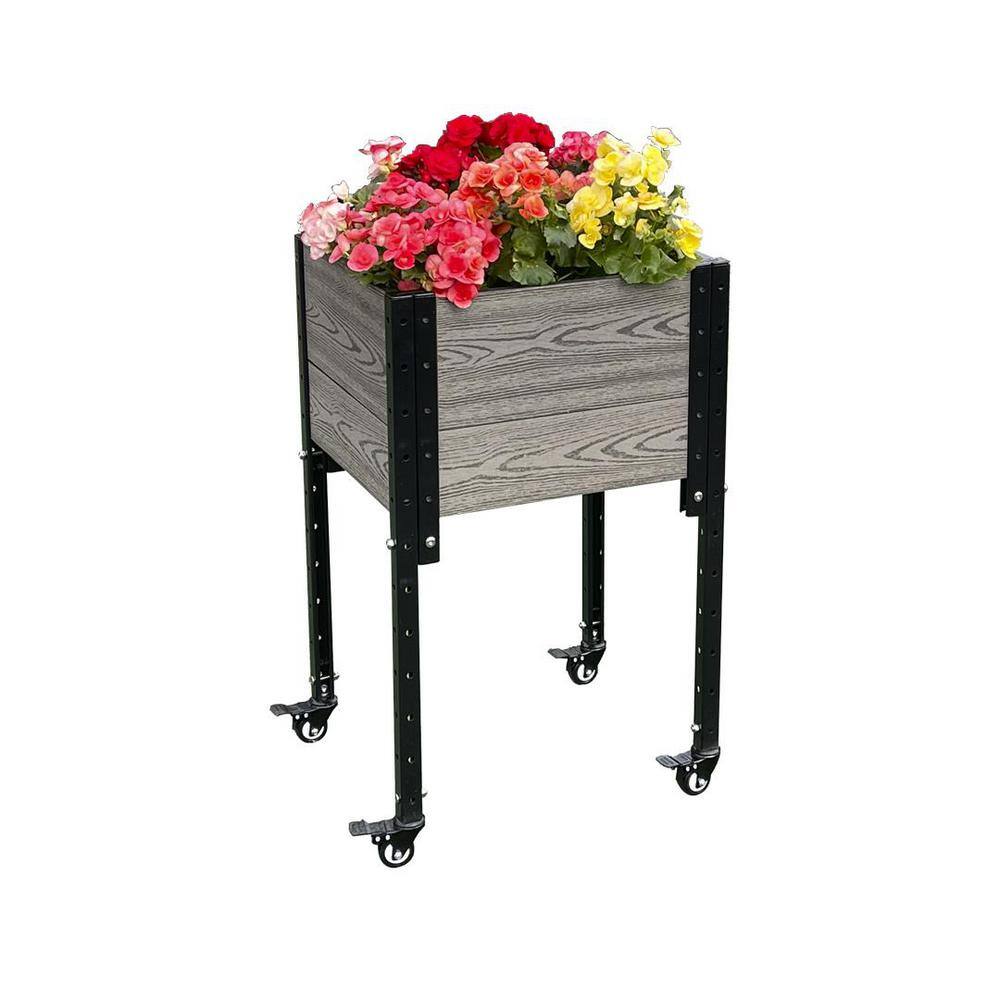 EverBloom 17 in. L x 19 in. W x 28 in. H Elevated Composite Planter Box in Grey E281719G