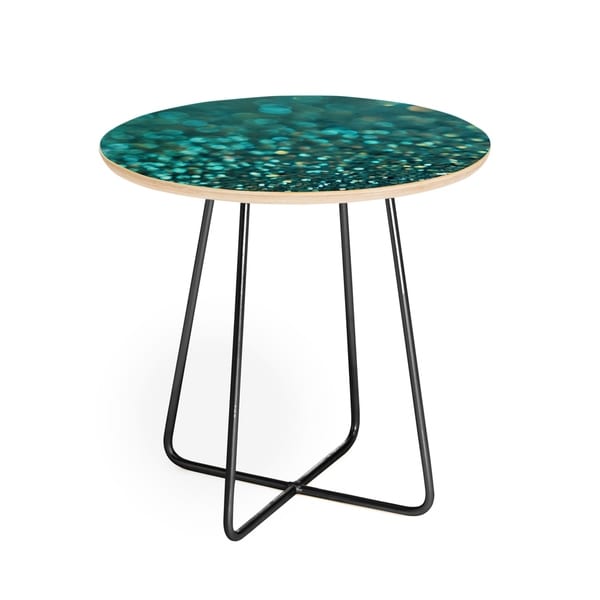 Deny Designs Aqua Glitter Side Table (Round or square， 2 leg options)