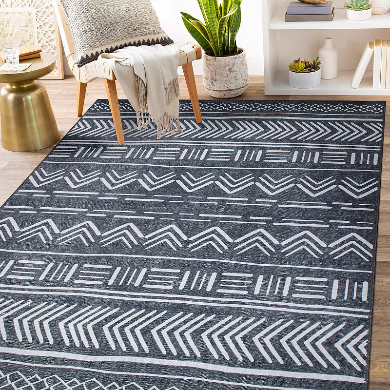 World Rug Gallery Contemporary Geometric Bohemian Machine Washable Area Rug