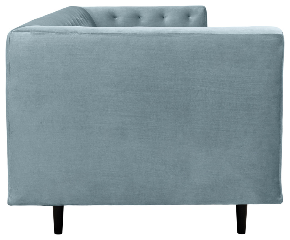 Annabelle 80 quotBluestone Velvet Sofa with Black Wood Legs   Modern   Sofas   by Armen Living  Houzz