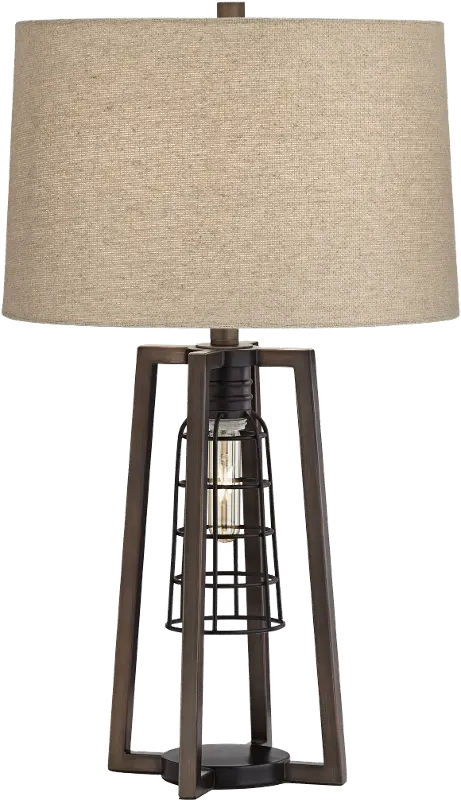 Aged Nickel Caged 2-Light Table Lamp - Julian