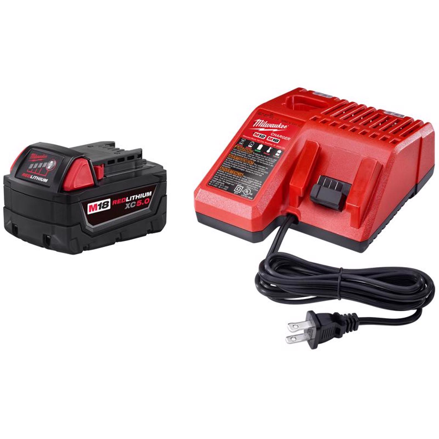 MW M18 RedLithium XC5.0 5 Ah Lithium-Ion Starter Kit 2 pc