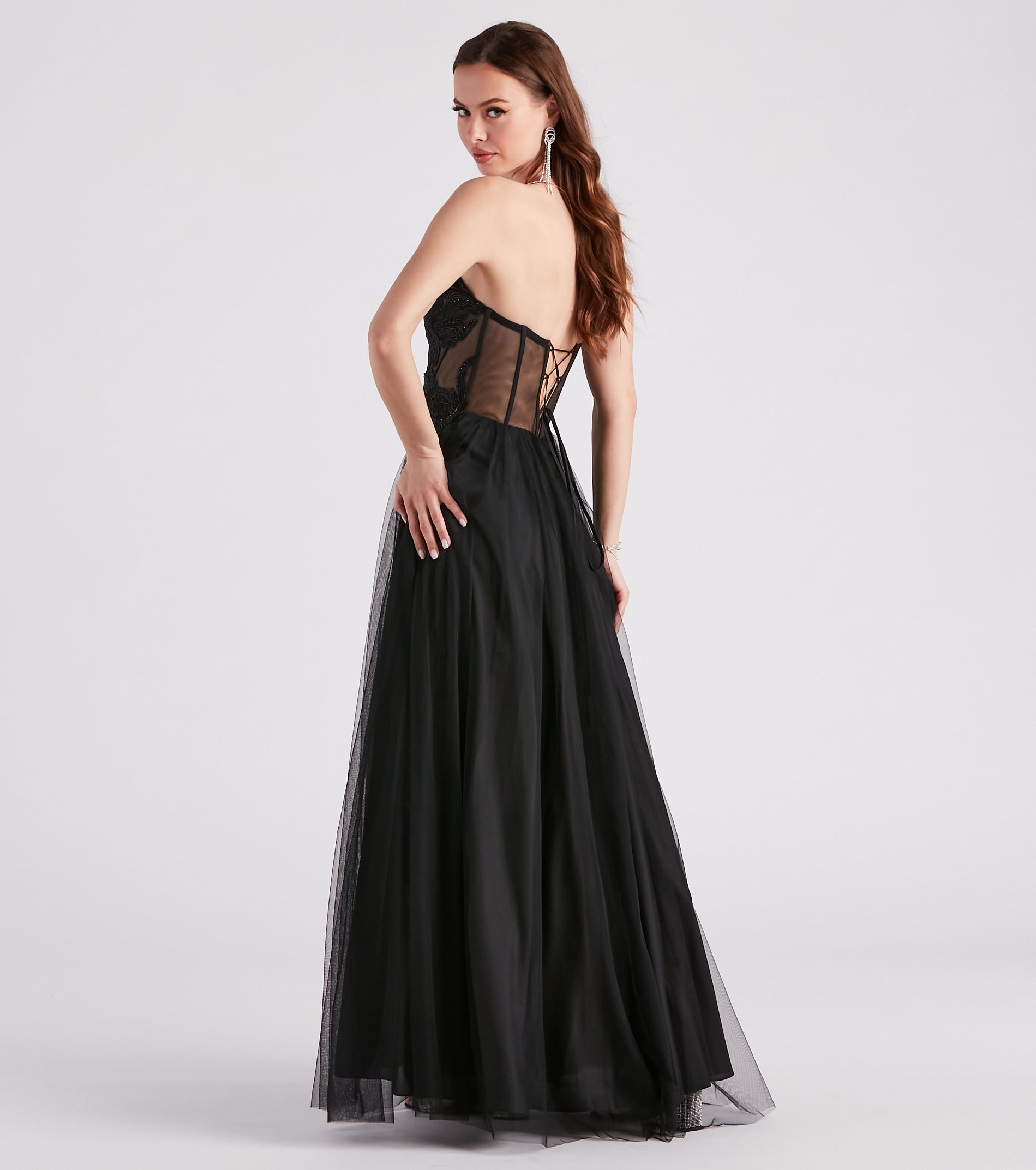 Alora Rhinestone Embroidered Tulle Ball Gown