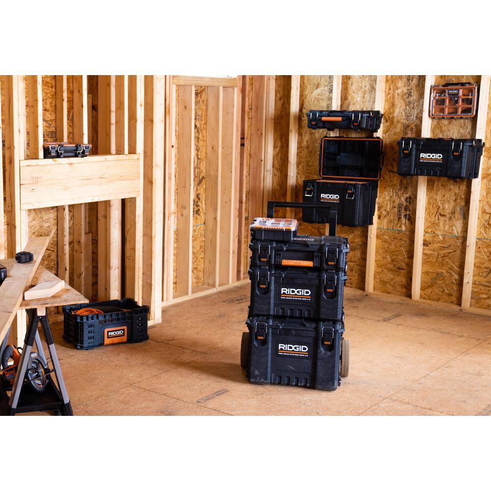 RIDGID 2.0 Pro 22 in. Gear System Rolling Tool Box and Tool Box and Tool Case 254065-254067-254069