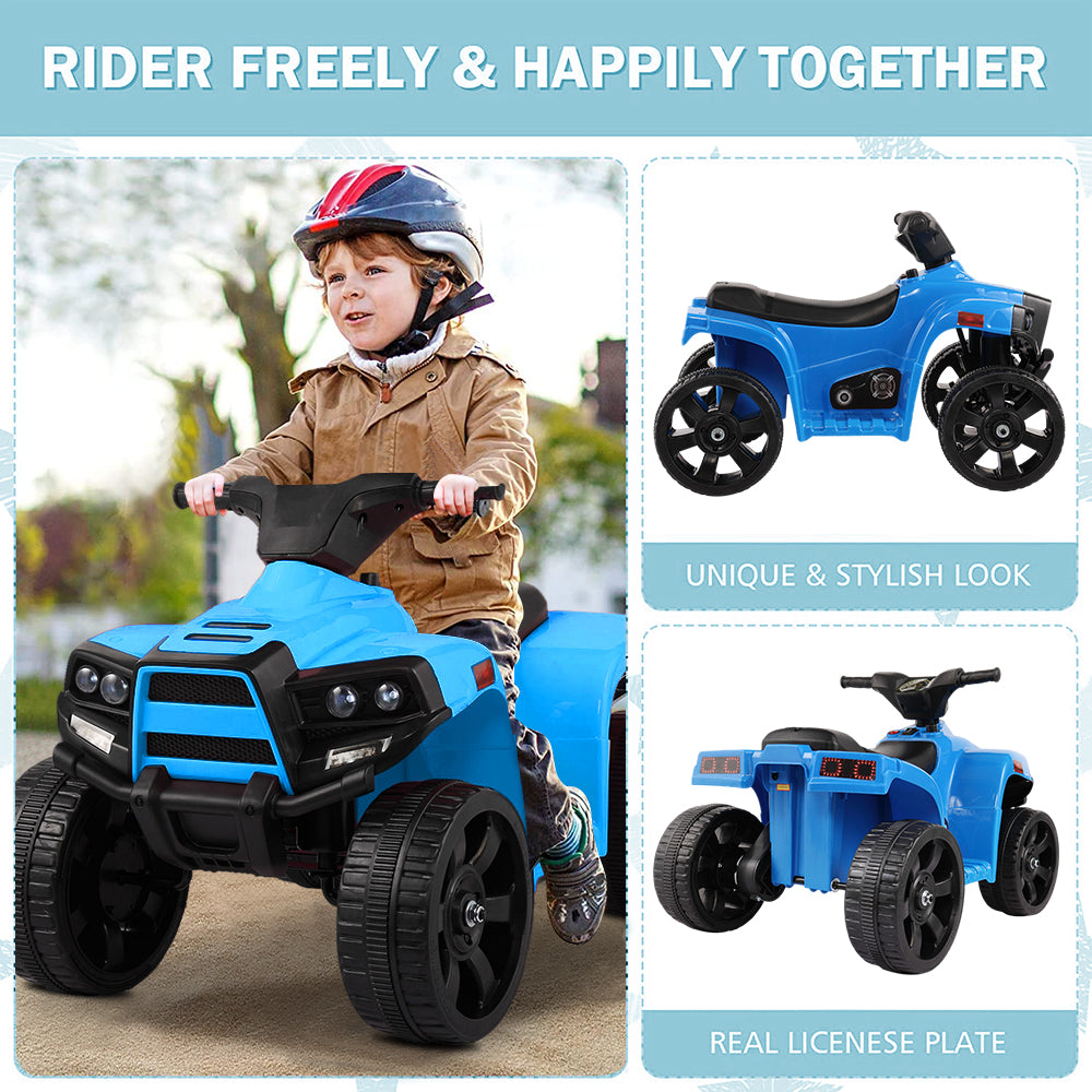 iRerts 6V Kids Ride on Toys, Battery Powered Ride on ATV Cars for Boys Girls Birthday Gifts, Kids Electric Cars for Toddlers, Kids Electric Ride on Vehicles with Headlights, Horn, Blue