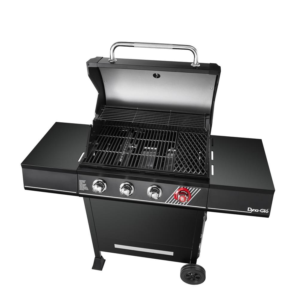 DynaGlo 4Burner Propane Gas Grill in Matte Black with TriVantage Multifunctional Cooking System