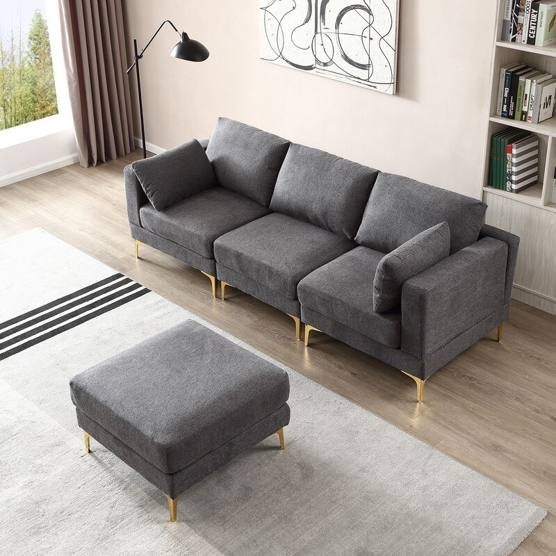 Modern Style L Shape Upholstered DIY Each Seat Sectional Sofa