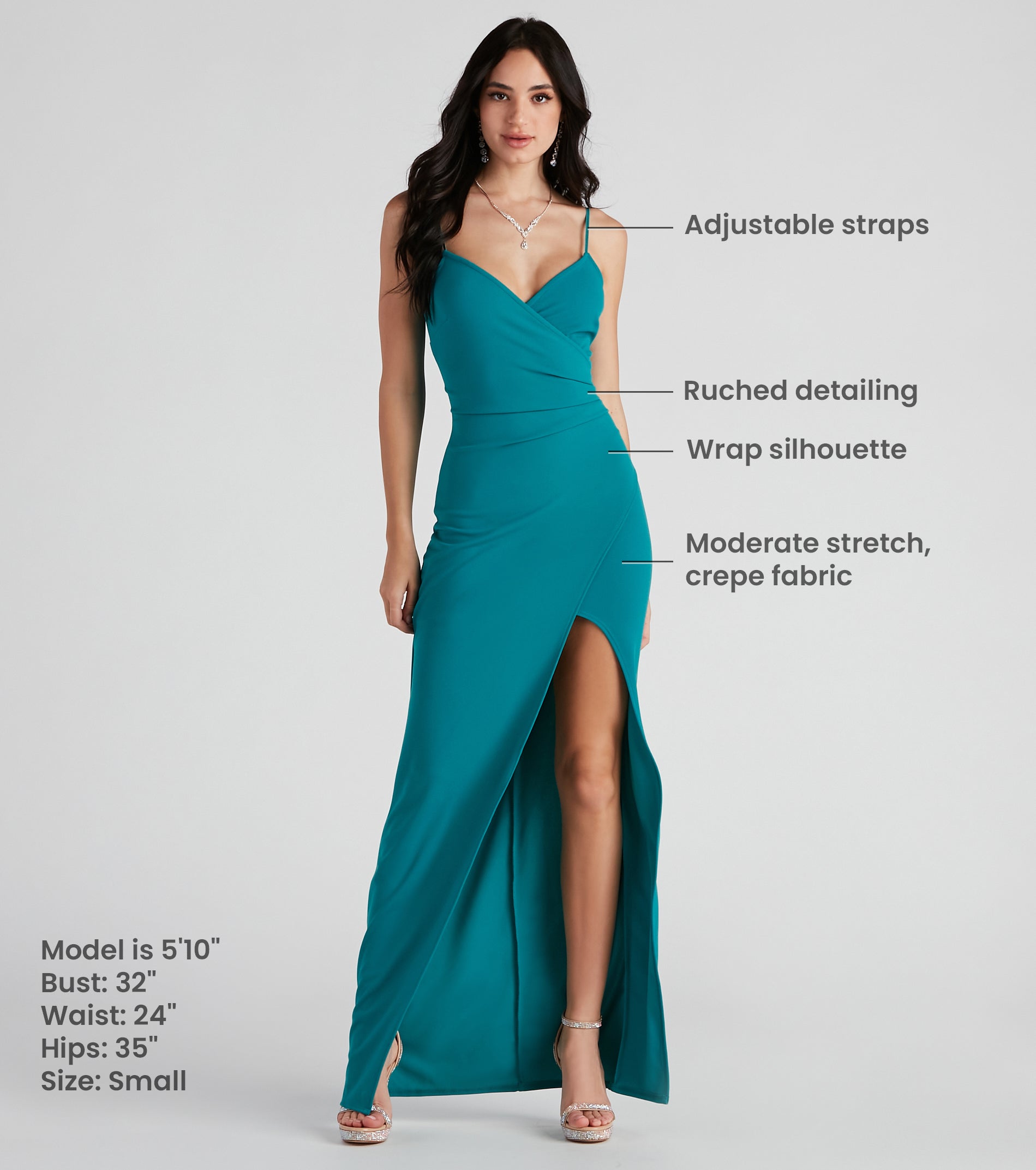 Sasha Formal High Slit Wrap Dress