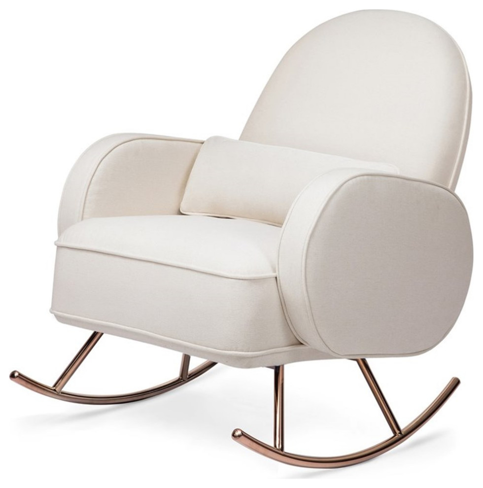 Namesake Compass Upholstered Modern Fabric Rocker in Cream   Midcentury   Rocking Chairs   by Homesquare  Houzz