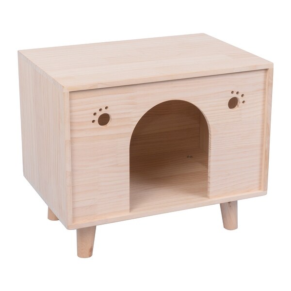 Cat House Solid Wood Cat Condo Sturdy Large Pet House