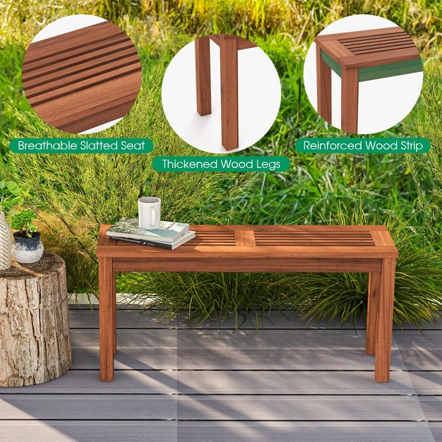 Tangkula 1pc 2pcs Patio Wood Bench 2 person Solid Wood Bench W Slatted Seat 39 5 Long Bench W Stable Wood Frame