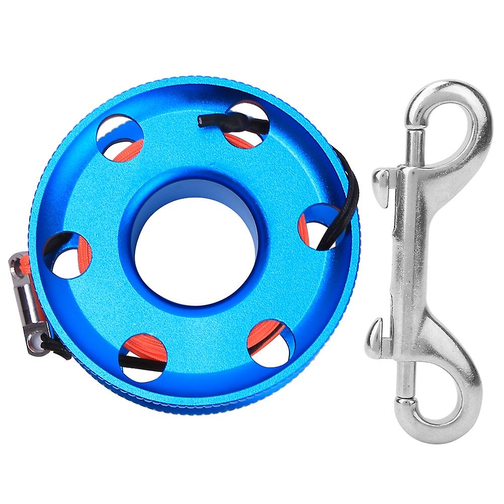 Stainless Steel Blue Scuba Diving Finger Spool Reel With Fluorescent Orange Line Underwater Snorkeling Accessory50m