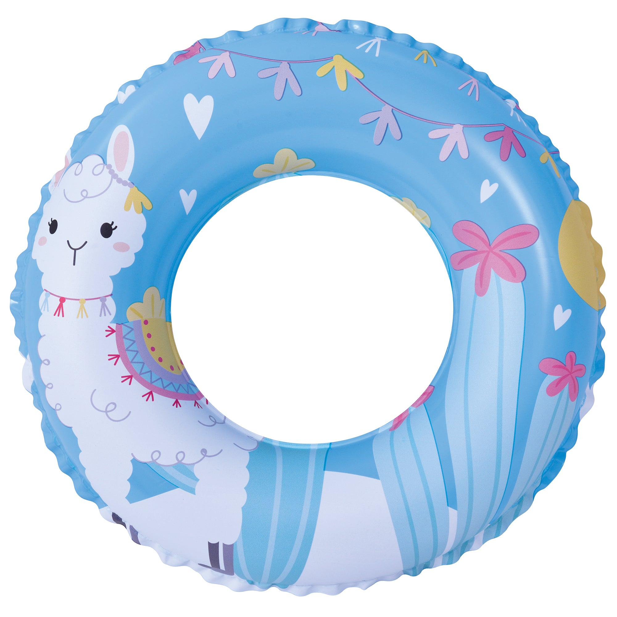 Blue and White Inflatable Alpaca Swim Ring Tube Float, 20-Inch