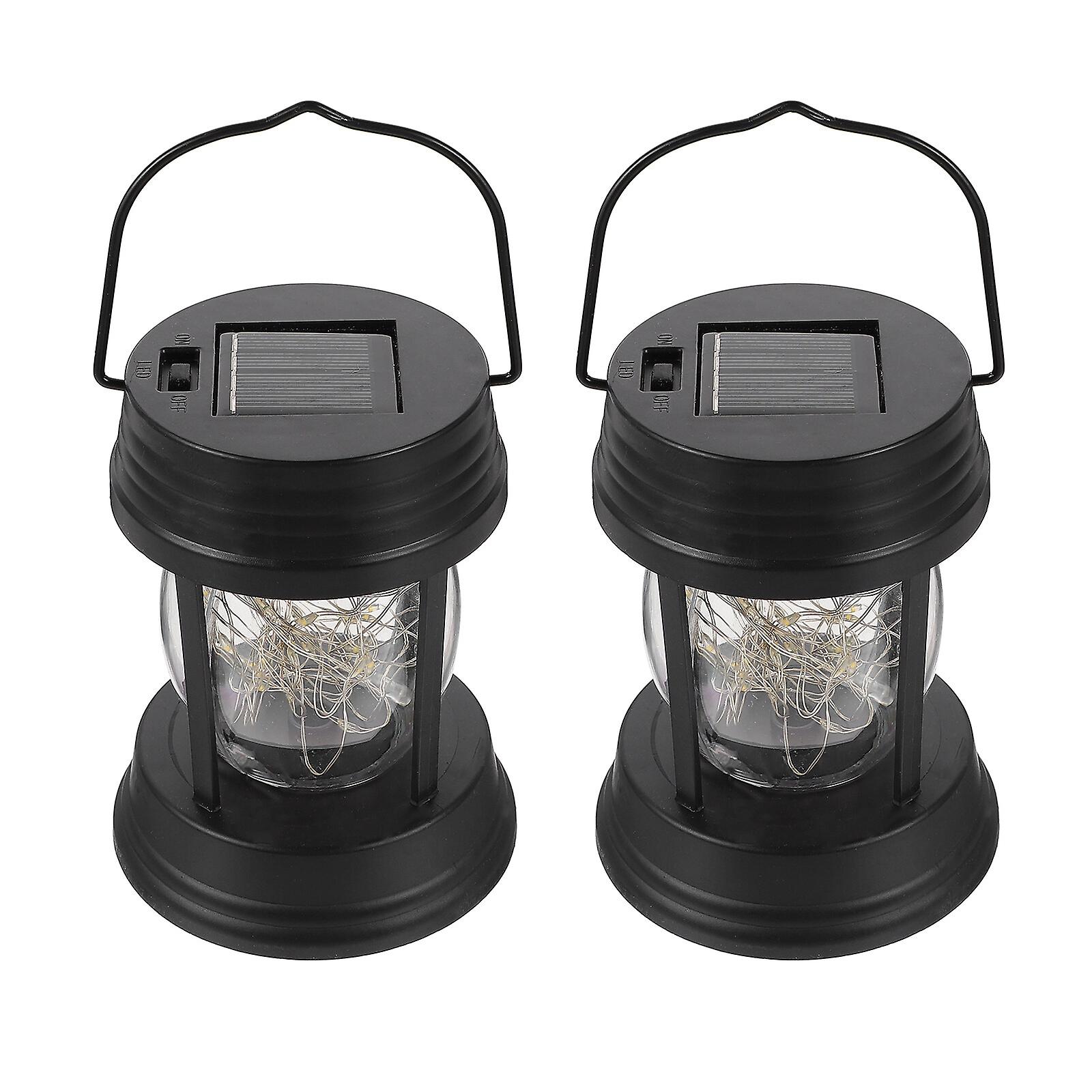 2pcs Hanging Solar Lantern Portable Decorative Solar Light Yard Solar Hanging Lamp