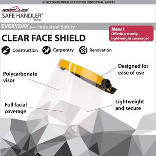 Safe Handler Yellow Reusable Facial Protection Clear Face Shield (1-Pack) BLSH-ES-SFS