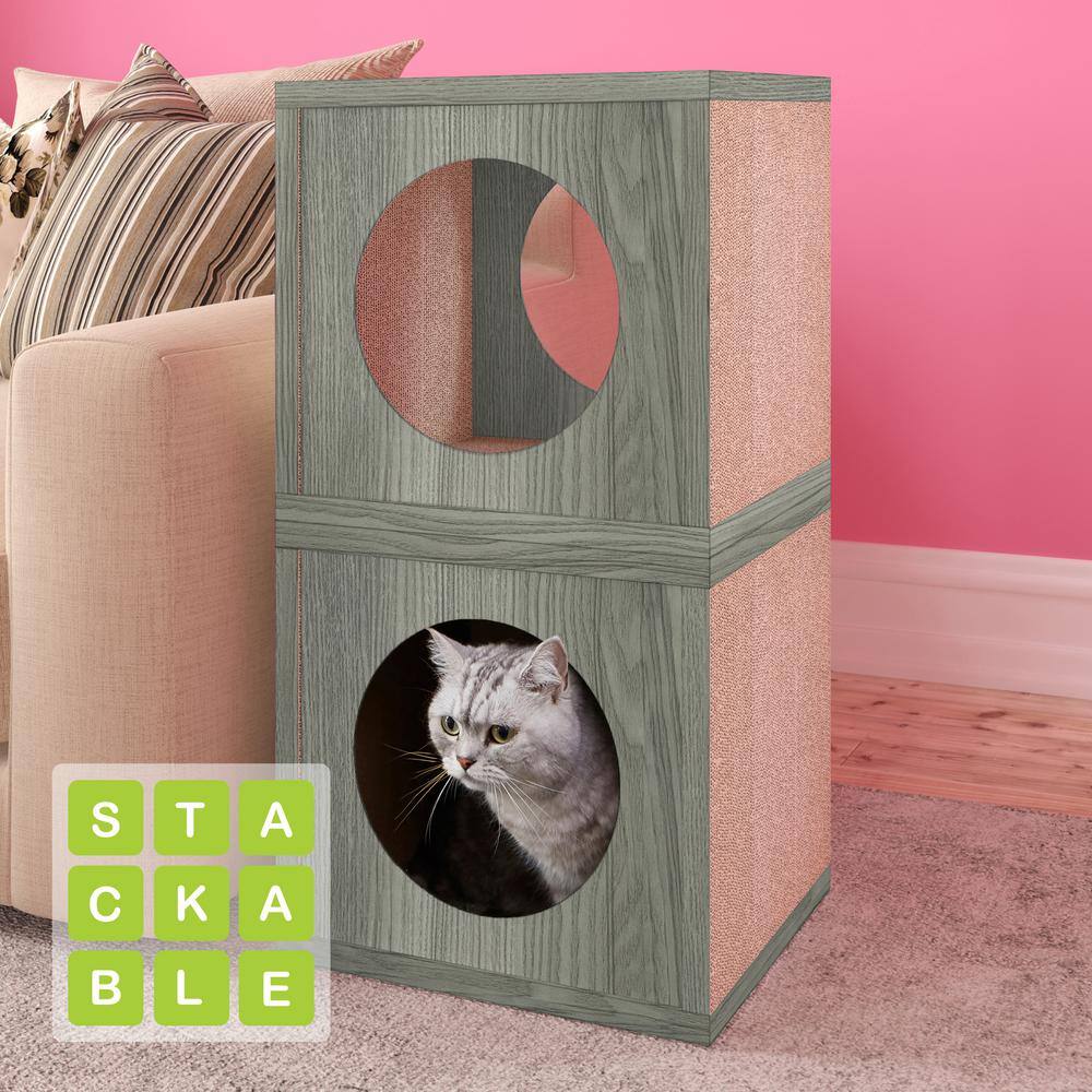 Way Basics Eco zBoard Grey Stackable Cat Scratcher Cube PET-SCRACUBE-GY