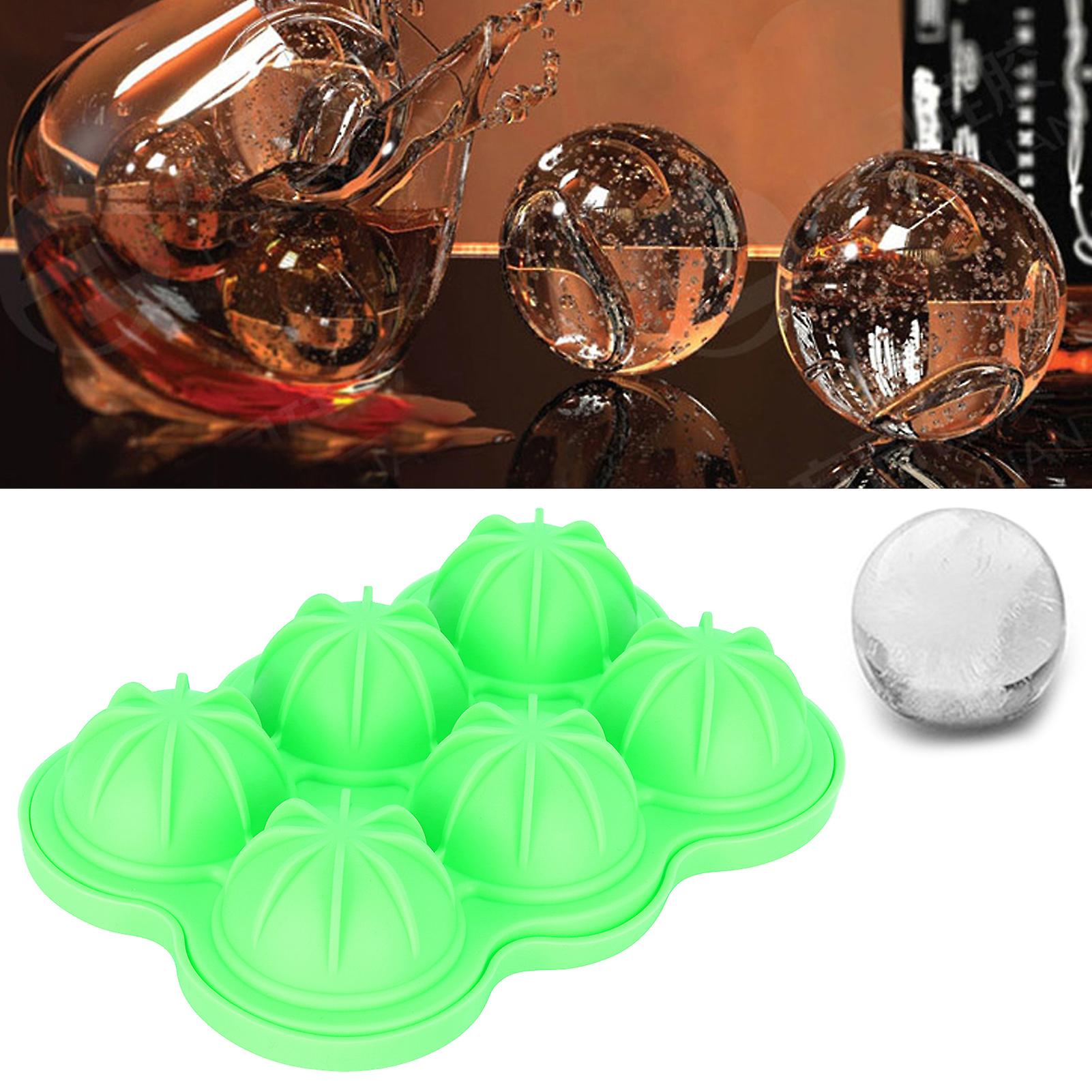 Silicone Ice Ball Mold， Reusable Silicone Round Ice Tray With Lids Ice Cube Tray Maker For Kitchen Bar， 6 Grid[green]