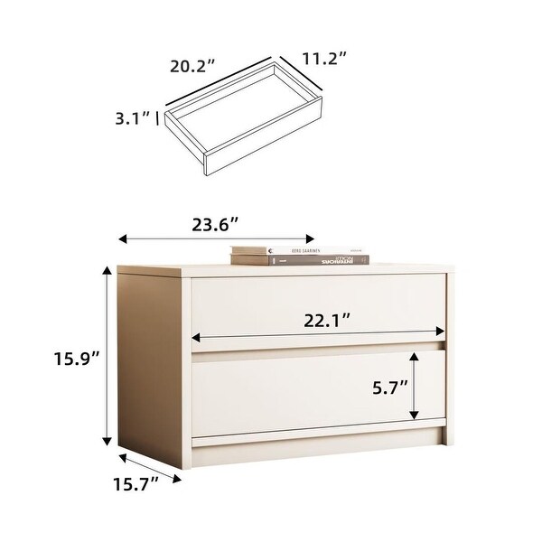 23.6in Stackable 2 Drawer Dresser，Small Wardrobe for Wardrobe，