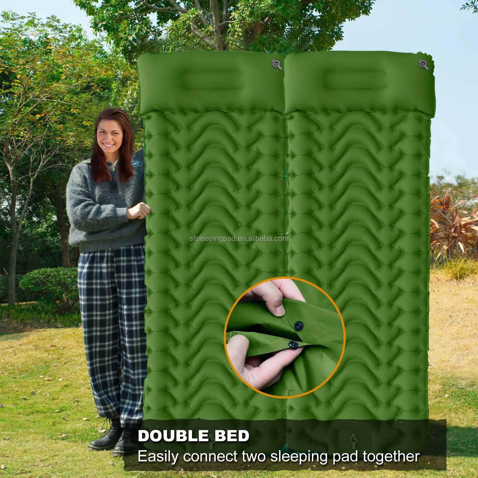 new arrival Camping Sleeping Pads With Pillow Upgraded Ultralight Air Sleeping Mat With Pump Durable Waterproof for Camping