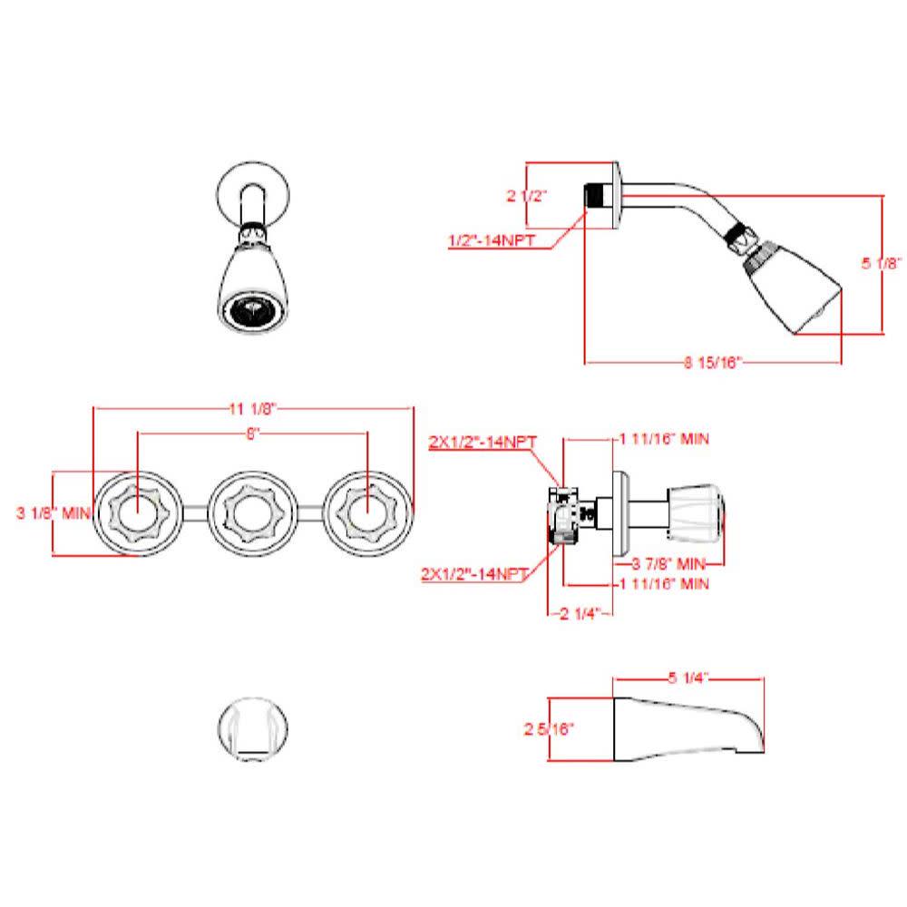 Design House Millbridge 3-Handle 1-Spray Tub and Shower Faucet in Polished Chrome (Valve Included)